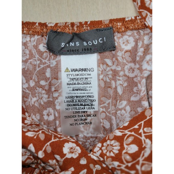 SANS SOUCI Orange Floral Baby Doll Dress Women's M Deep V-neck Strappy Strapless - Picture 10 of 10